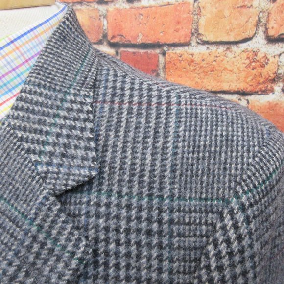40 R- VTG WALL STREET 100% WOOL SPORT COAT GLEN PLAID - Picture 4 of 6